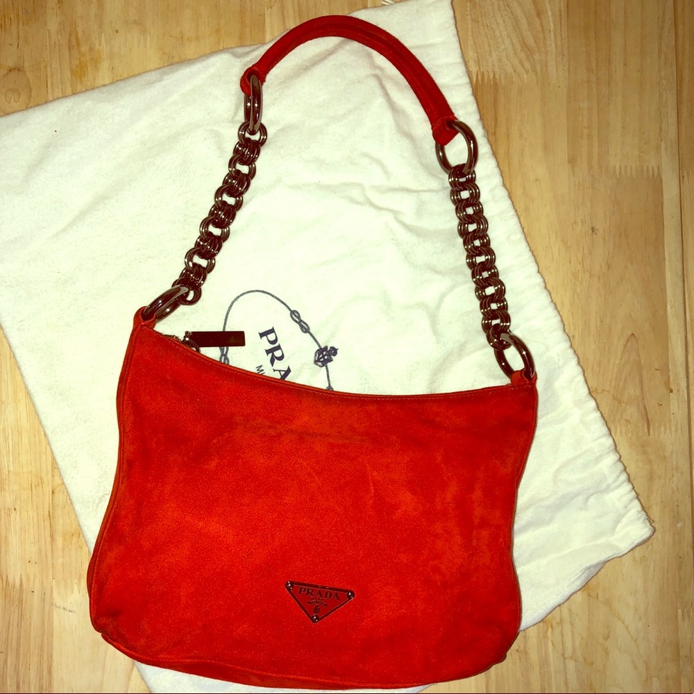 AUTHENTIC Prada Camoscio Suede Shoulder Bag